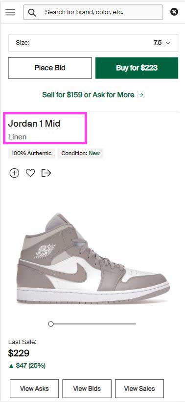 Jordan 1 Mid Linen